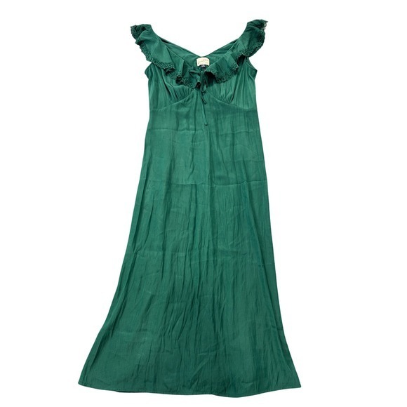 Universal Thread Dresses & Skirts - Universal Thread Womens Medium Green Ruffle Lace Trim Sleeveless Maxi Dress NEW